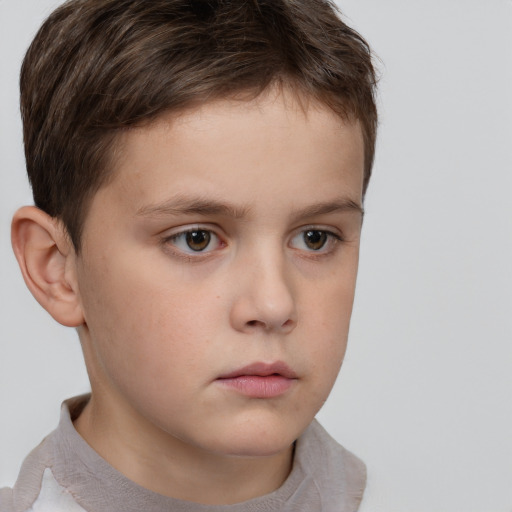 Neutral white child male with short  brown hair and brown eyes