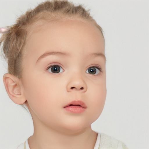 Neutral white child female with short  brown hair and brown eyes