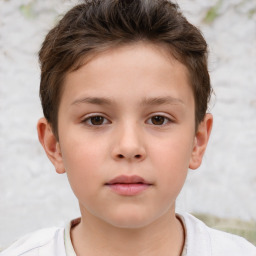 Neutral white child male with short  brown hair and brown eyes