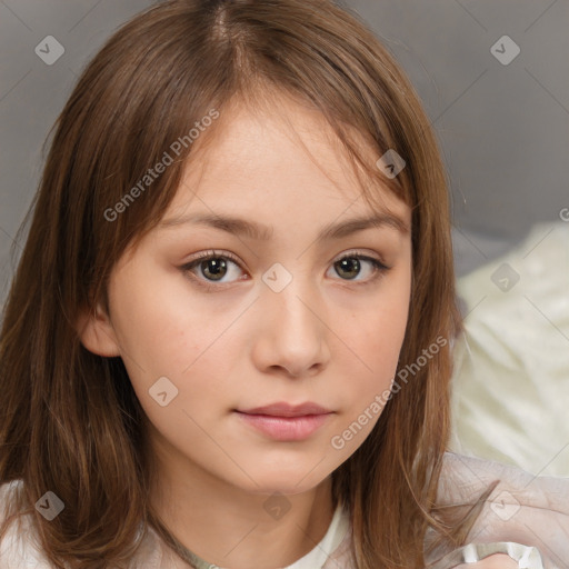 Neutral white child female with medium  brown hair and brown eyes