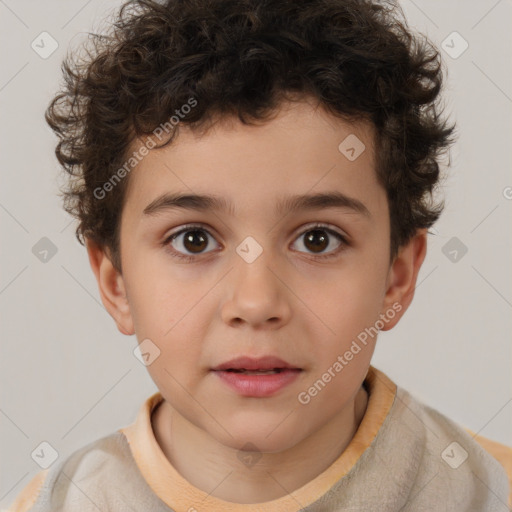 Neutral white child male with short  brown hair and brown eyes