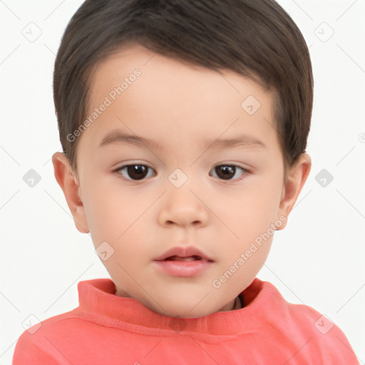 Neutral white child male with short  brown hair and brown eyes