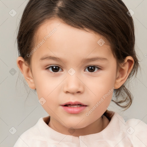 Neutral white child female with medium  brown hair and brown eyes