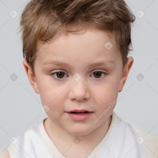 Neutral white child male with short  brown hair and brown eyes