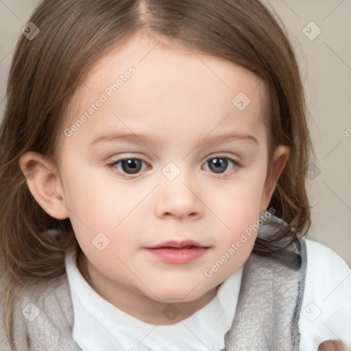 Neutral white child female with medium  brown hair and brown eyes