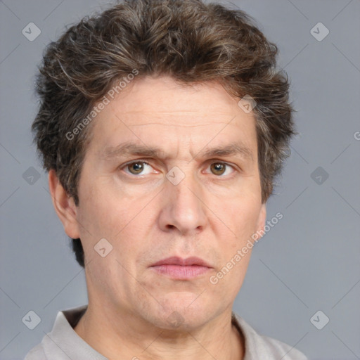 Neutral white adult male with short  brown hair and brown eyes