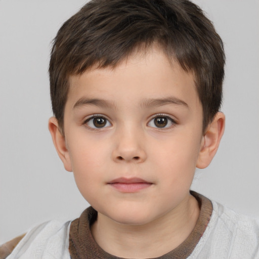 Neutral white child male with short  brown hair and brown eyes