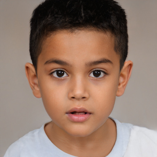 Neutral white child male with short  brown hair and brown eyes