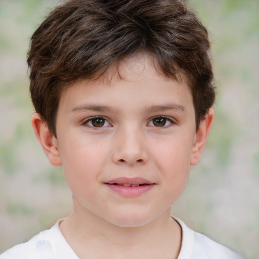 Neutral white child male with short  brown hair and brown eyes