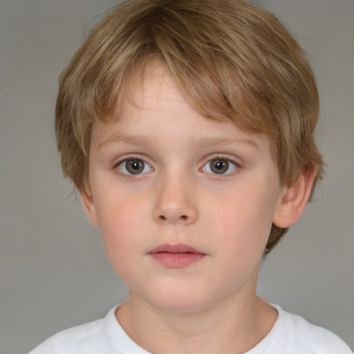 Neutral white child female with medium  brown hair and grey eyes