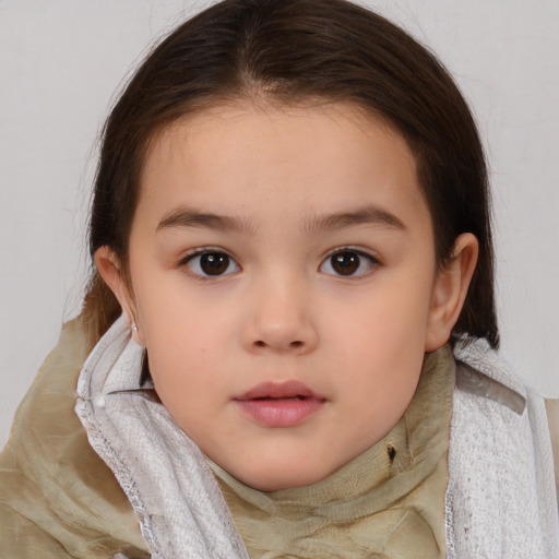 Neutral white child female with medium  brown hair and brown eyes