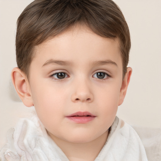 Neutral white child male with short  brown hair and brown eyes