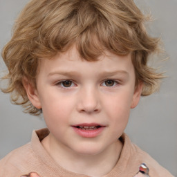 Neutral white child male with medium  brown hair and blue eyes