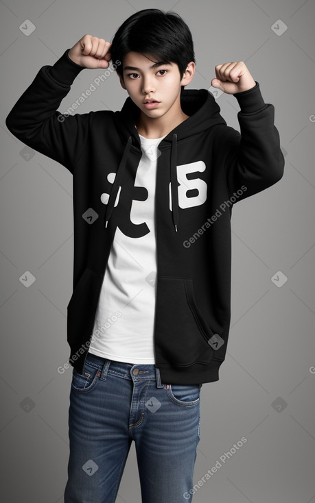 South korean teenager boy with  black hair