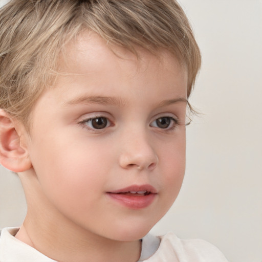 Neutral white child male with short  blond hair and brown eyes