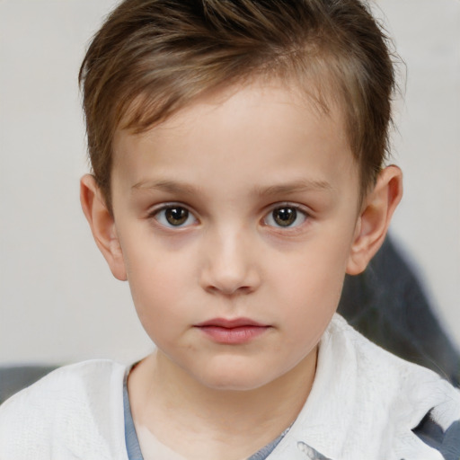 Neutral white child female with short  brown hair and brown eyes