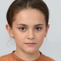 Neutral white child female with short  brown hair and brown eyes