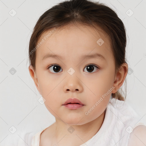 Neutral white child female with medium  brown hair and brown eyes