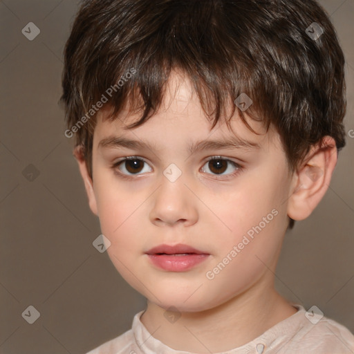 Neutral white child male with short  brown hair and brown eyes