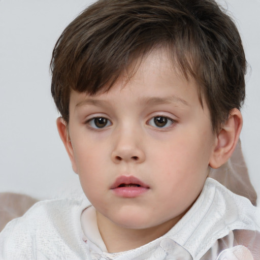 Neutral white child male with short  brown hair and brown eyes