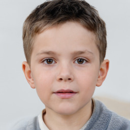 Neutral white child male with short  brown hair and brown eyes