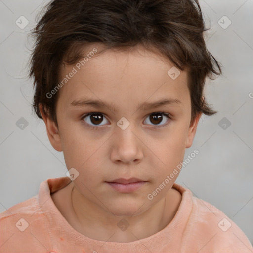 Neutral white child female with short  brown hair and brown eyes