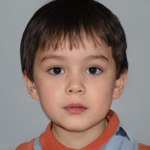 Neutral white child male with short  brown hair and brown eyes