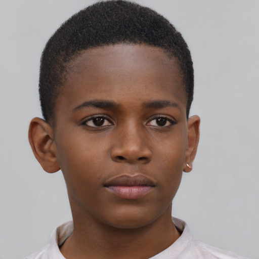 Neutral black young-adult male with short  brown hair and brown eyes