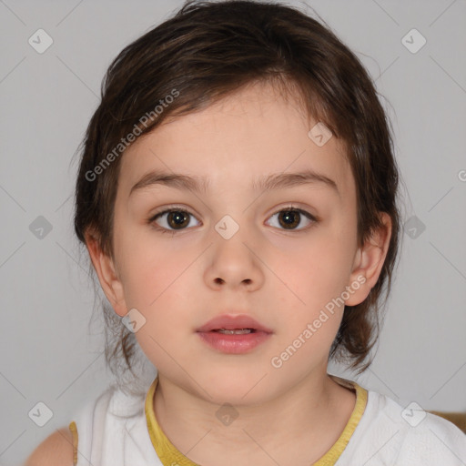 Neutral white child female with medium  brown hair and brown eyes