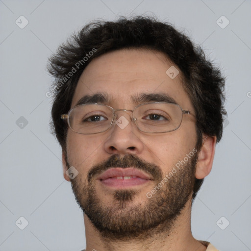 Neutral white adult male with short  brown hair and brown eyes