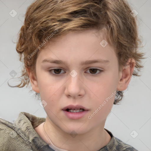 Neutral white child female with medium  brown hair and grey eyes