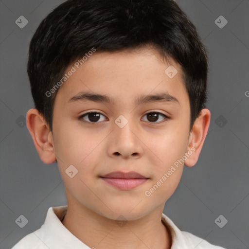 Neutral white child male with short  brown hair and brown eyes