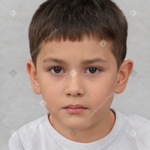 Neutral white child male with short  brown hair and brown eyes