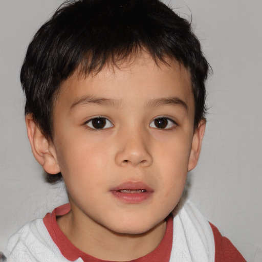 Neutral white child male with short  brown hair and brown eyes