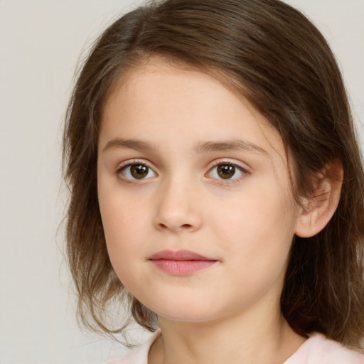 Neutral white child female with medium  brown hair and brown eyes