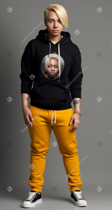 Ugandan adult non-binary with  blonde hair