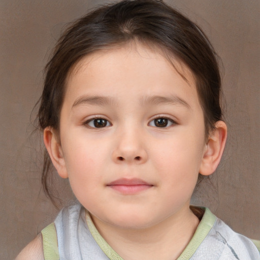 Neutral white child female with medium  brown hair and brown eyes