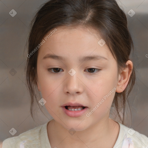 Neutral white child female with medium  brown hair and brown eyes