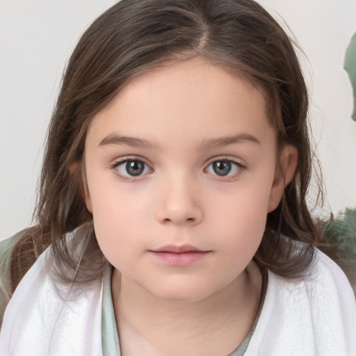 Neutral white child female with medium  brown hair and brown eyes