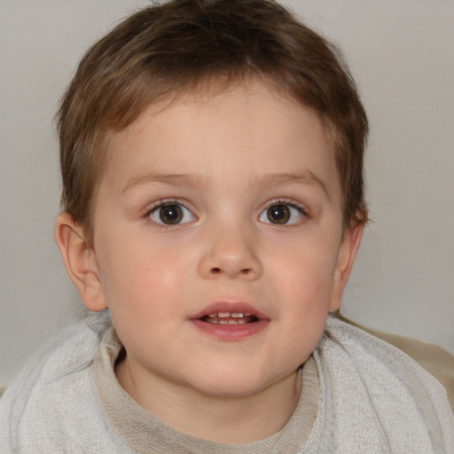 Neutral white child female with short  brown hair and brown eyes