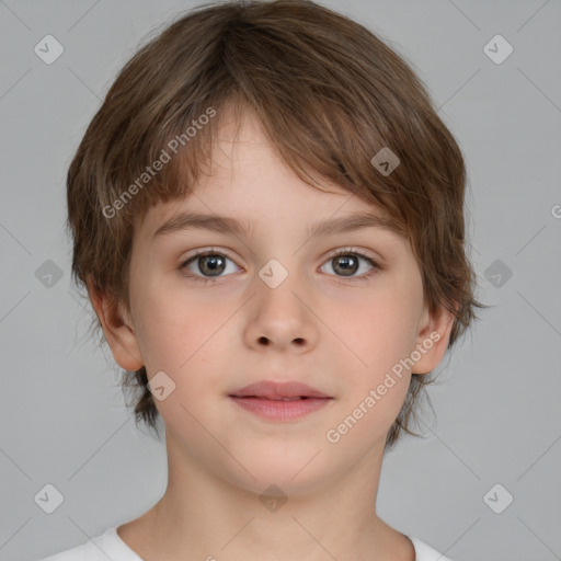 Neutral white child female with medium  brown hair and brown eyes