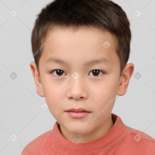 Neutral white child male with short  brown hair and brown eyes