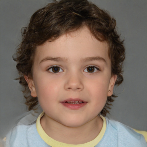 Neutral white child female with short  brown hair and brown eyes