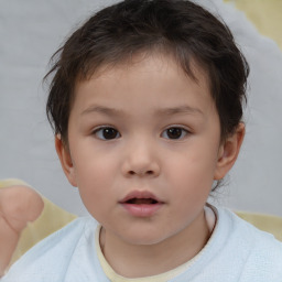 Neutral white child female with short  brown hair and brown eyes