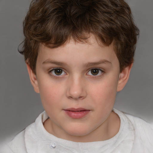 Neutral white child male with short  brown hair and brown eyes