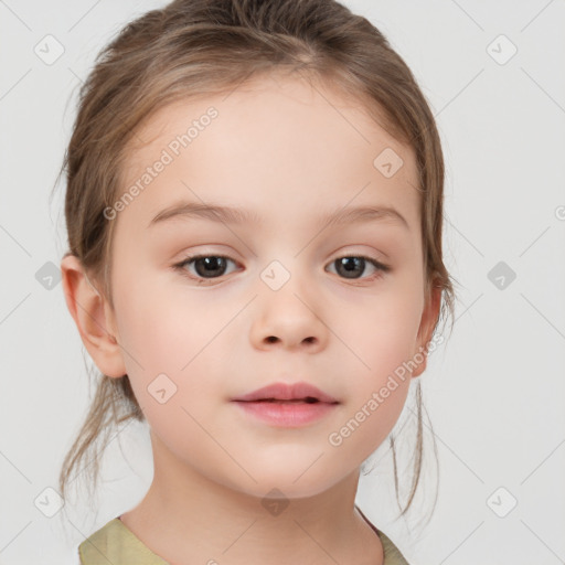 Neutral white child female with medium  brown hair and brown eyes