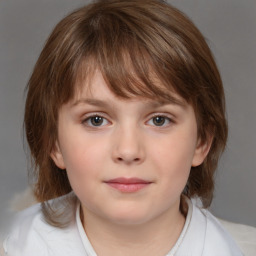 Neutral white child female with medium  brown hair and brown eyes