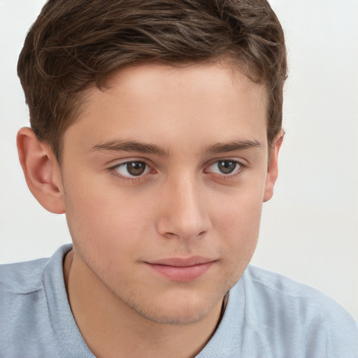 Neutral white child male with short  brown hair and brown eyes