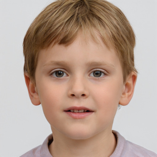 Neutral white child male with short  brown hair and grey eyes