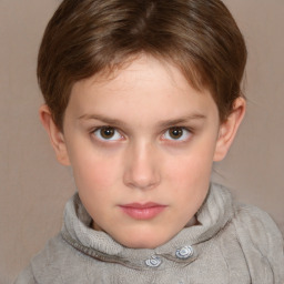 Neutral white child female with short  brown hair and brown eyes